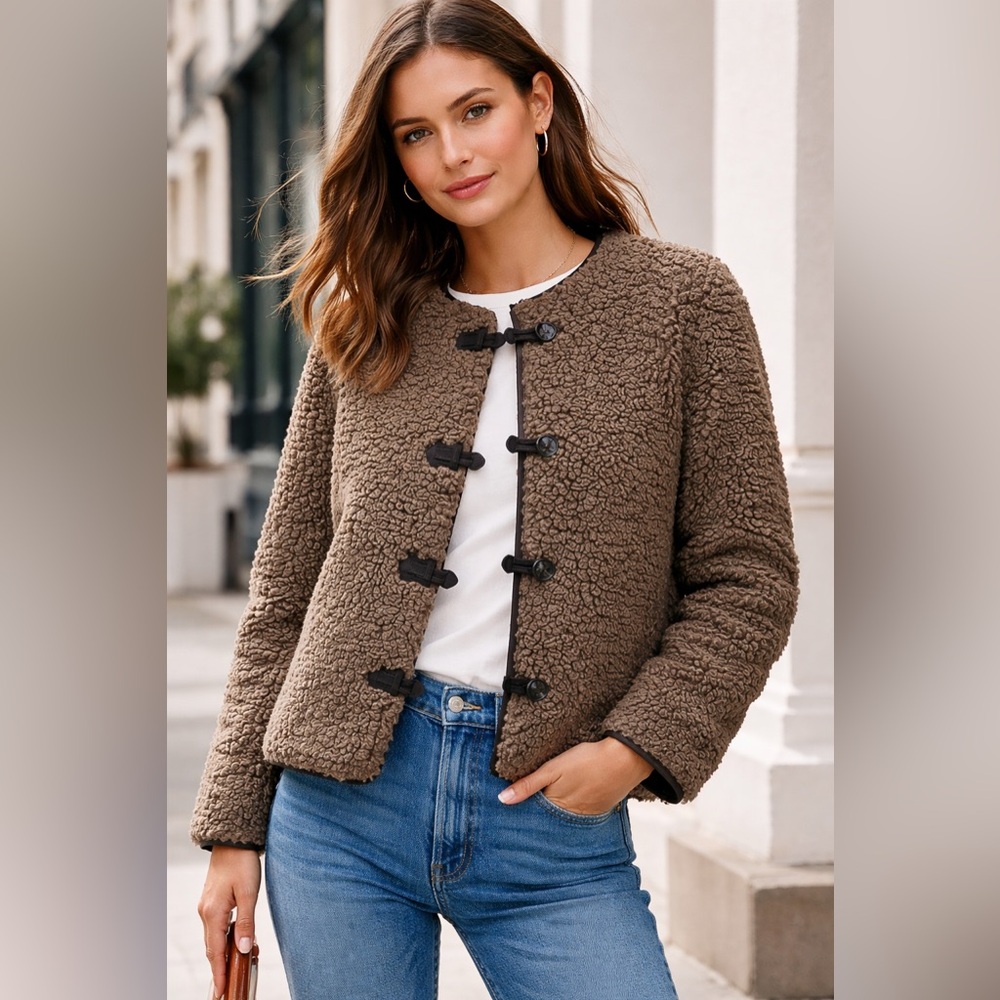 NWT J.Crew Sherpa Fleece Toggle Jacket